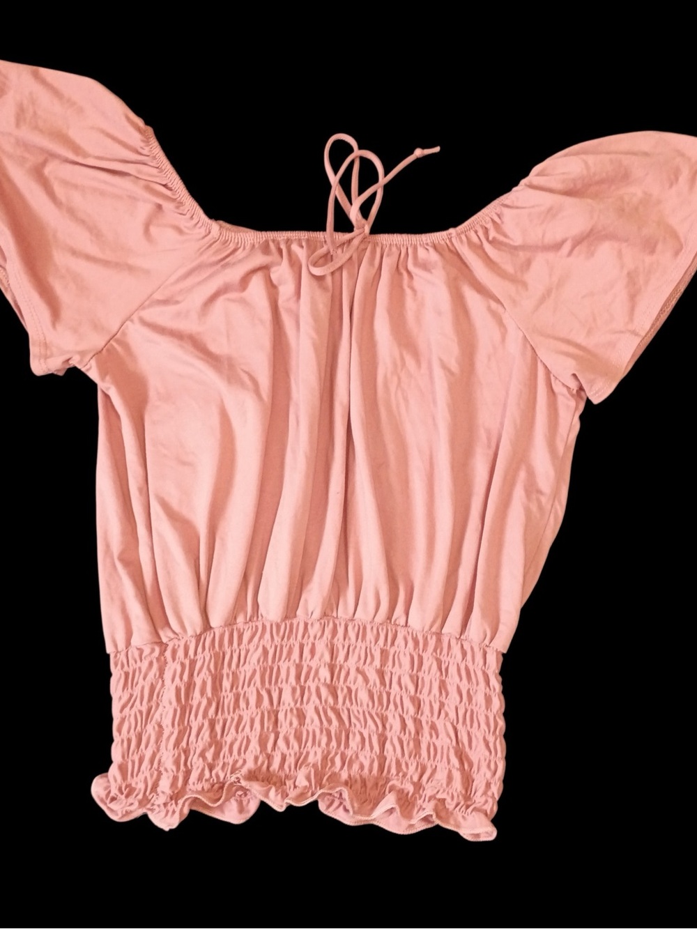 Target Pink Shirred Off-Shoulder Tie-Front Top